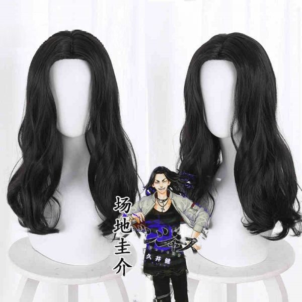 Tokyo Revengers Cosplay Wig Baji Keisuke Cosplay Headwear Black Curly Wig Heat Synthetic Fiber Hair Free - Tokyo Revengers Merch